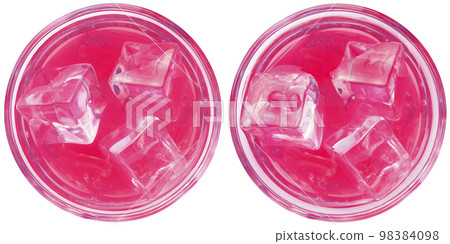 Pink alcoholic or soft cocktail with ice 98384098