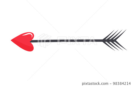Cupid's arrow icon. Cupid bow and arrow in the shape of heart. Vector illustration. Cupid's arrow icon. Cupid bow and arrow in the shape of heart. Vector illustration. 98384214
