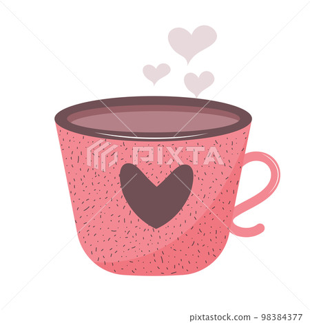 Hot cocoa mug with heart. Valentine's day design element. Hot cocoa mug with heart. Valentine's day design element. 98384377