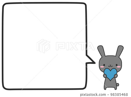 A simple square frame with a rabbit holding a blue heart A simple square frame with a rabbit holding a blue heart 98385468