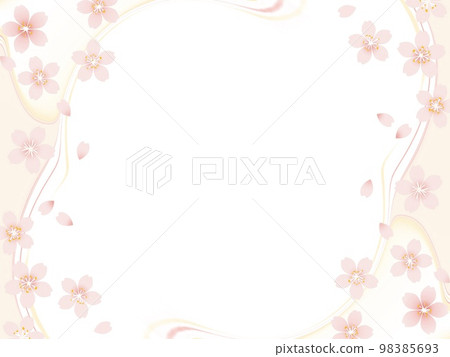 框架背景插圖與美麗的櫻花在柔和的春天流線 框架背景插圖與美麗的櫻花在柔和的春天流線 98385693