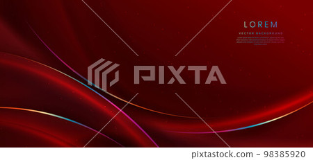 Abstract 3d curved red shape on red background with lighting effect and sparkle with copy space for text. Luxury design style. 98385920