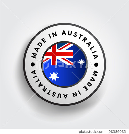 Made in Australia text emblem badge, concept background Made in Australia text emblem badge, concept background 98386083
