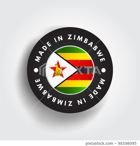 Made in Zimbabwe text emblem badge, concept background 98386095