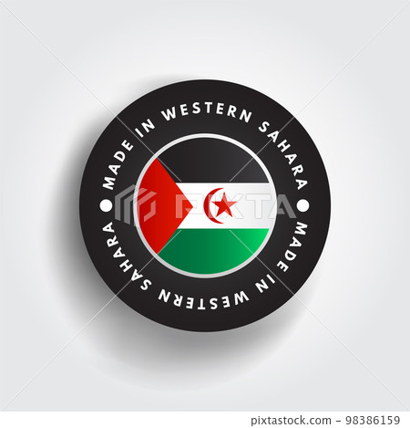 Made in Western Sahara text emblem badge, concept background 98386159