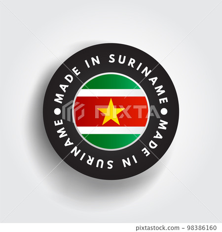 Made in Suriname text emblem badge, concept background 98386160
