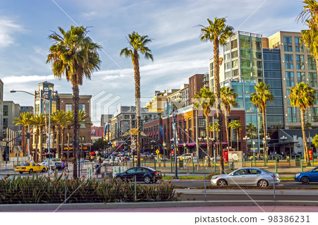 In spring day on the Streets of San Diego city. In spring day on the Streets of San Diego city. 98386231