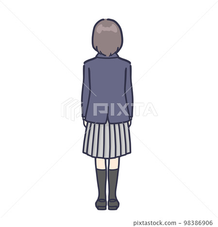 穿制服女學生背影 98386906