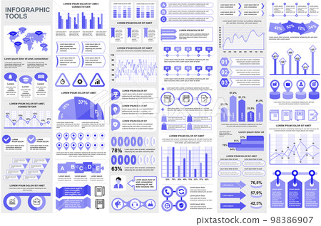 Bundle infographic elements data visualization vector design template. Mega set. Can be used for steps, business processes, workflow, diagram, flowchart concept, timeline, icons, info graphics. Bundle infographic elements data visualization vector design template. Mega set. Can be used for steps, business processes, workflow, diagram, flowchart concept, timeline, icons, info graphics. 98386907