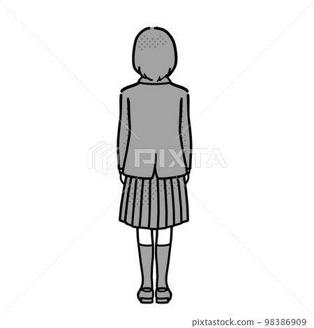 Back view of female student in uniform Gray 98386909