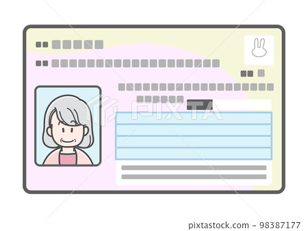 老年婦女的個人編號卡插圖(正面) 老年婦女的個人編號卡插圖(正面) 98387177