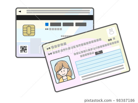 年輕女性的 My Number 卡插圖（雙面） 98387186