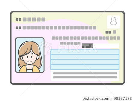 Illustration of a young woman's My Number card (front side) Illustration of a young woman's My Number card (front side) 98387188
