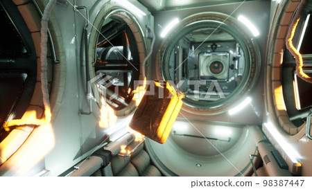 old fuel canister floating in internation space station 98387447