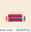 A vector illustration of a red london bus 98387632