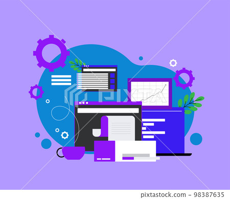 Start your business landing flat design colored vector illustration Start your business landing flat design colored vector illustration 98387635