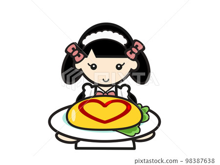 女僕端著心形番茄醬蛋包飯 98387638