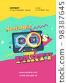 Party time The 90s style label. Vector illustration retro background 98387645