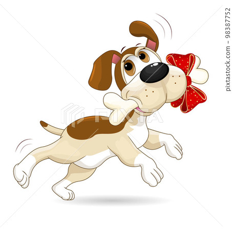 Joyful dog with gift bone 98387752