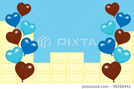 白色情人節巧克力棒和心形氣球白巧克力的插圖 98388442