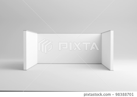 Empty exhibition stand hall with white walls. Trading room, presentation conference hall. 3d render 98388701