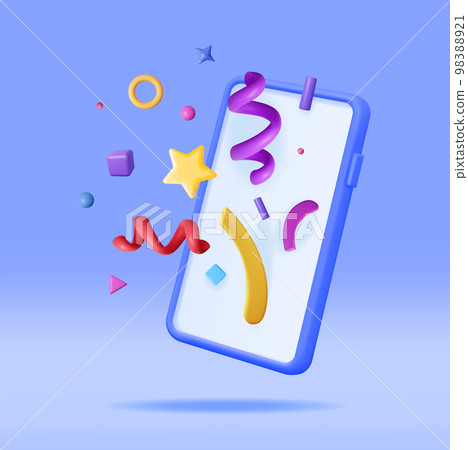 3D Party Confetti on Mobile Phone 98388921
