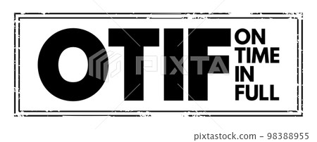 OTIF On Time In Full - measurement of logistics or delivery performance within a supply chain, acronym text concept background 98388955
