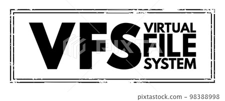 VFS - Virtual File System is an abstract layer on top of a more concrete file system, acronym text concept background VFS - Virtual File System is an abstract layer on top of a more concrete file system, acronym text concept background 98388998