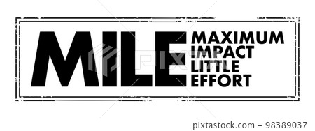MILE - Maximum impact little effort acronym text stamp, business concept background 98389037