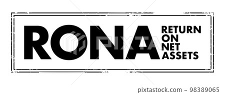 RONA Return On Net Assets - measure of financial performance of a company which takes the use of assets into account, acronym text concept stamp 98389065