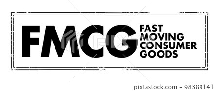 FMCG Fast Moving Consumer Goods - products that are sold quickly and at a relatively low cost, acronym text stamp FMCG Fast Moving Consumer Goods - products that are sold quickly and at a relatively low cost, acronym text stamp 98389141