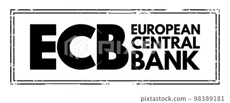 ECB European Central Bank - prime component of the Eurosystem and the European System of Central Banks, acronym concept stamp 98389181