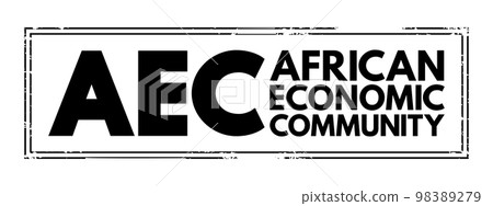 AEC African Economic Community - organization of African Union states establishing grounds for mutual economic development among the majority of African states, acronym text stamp 98389279