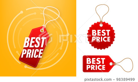 Best price web design elements. Shopping tags and best price badge. Vector stock illustration. 98389499