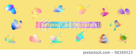Gradient abstract shapes set. Creative geometric pattern elements. Modern acid curved funky forms. Vector isolated banner design. 98389523
