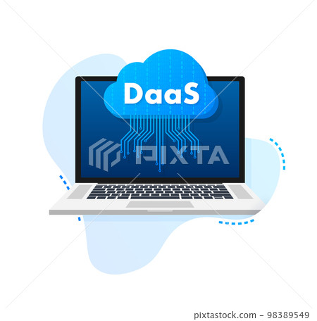 DaaS - Desktop as a Service. Cloud based software. Vector stock illustration. DaaS - Desktop as a Service. Cloud based software. Vector stock illustration. 98389549