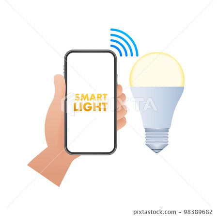 Light bulb. Smart light icon. Wireless communication technology. Vector stock illustration. 98389682