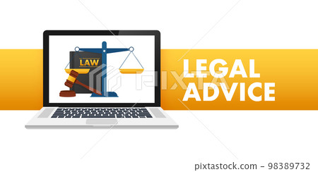 Legal advice. Justice, consultation. Client questions. Online lawyer assistance. Vector stock illustration. 98389732
