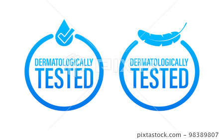 Dermatologically tested sign, label. Safe personal hygiene product. Vector stock illustration 98389807