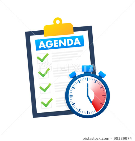 Agenda. business of the day. Business of the meeting. Vector stock illustration. 98389974