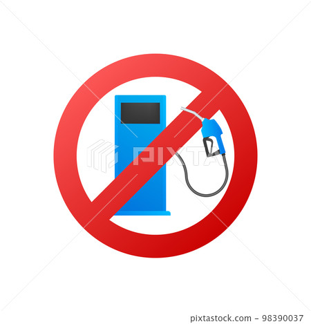 No fuel station. Diesel and gasoline. No gas pump sign, label. Vector stock illustration 98390037