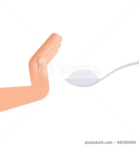No Sugar free vector icon. Spoon with sugar is forbidden. Vector illustration. 98390099