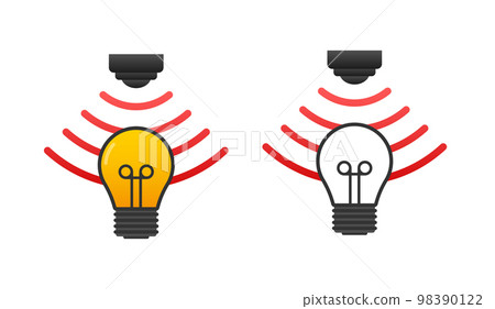 Motion sensor, Automatic Lighting icon. Touch signal. Motion sensor waves. Vector stock illustration. 98390122
