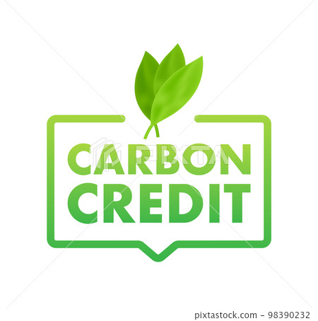 Carbon credit sign, label. CO2 emission reduction. Vector stock illustration 98390232