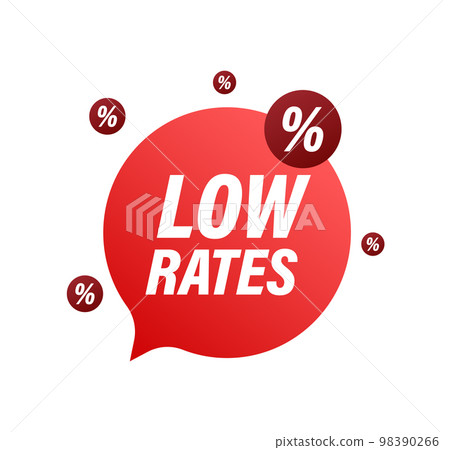 Low rates. Percent down. Cost rate. Vector stock illustration. Low rates. Percent down. Cost rate. Vector stock illustration. 98390266