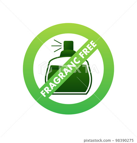 Fragrance free sign, label. No Perfume Cosmetic. Vector stock illustration 98390275
