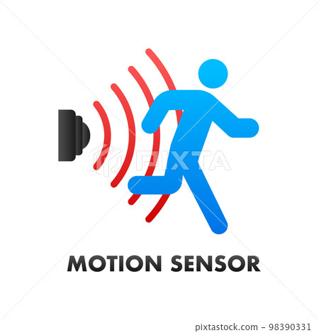 Motion sensor icon. Touch signal. Motion sensor waves. Vector stock illustration. 98390331