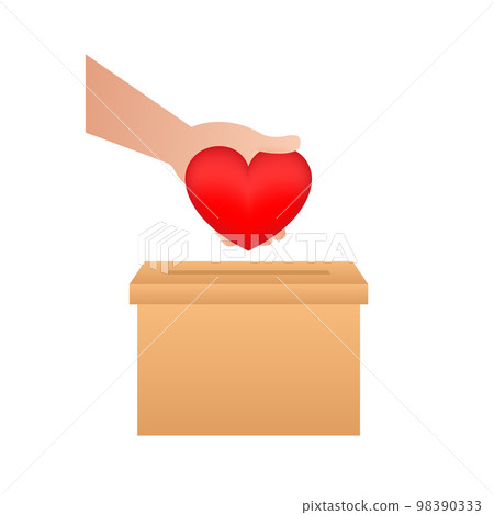 Donate money charity. Depositing coin. Donate, giving money. Vector stock illustration. Donate money charity. Depositing coin. Donate, giving money. Vector stock illustration. 98390333