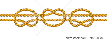 Illustration of jute rope knots. Nautical, fishing and decorative nodes. Illustration of jute rope knots. Nautical, fishing and decorative nodes. 98390380