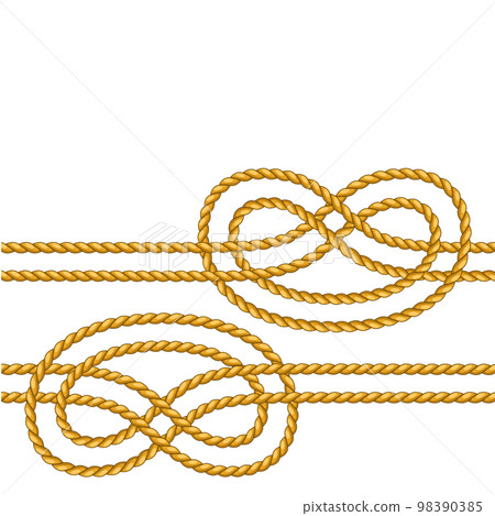 Seamless pattern with jute rope knots. Nautical, fishing and decorative nodes. 98390385
